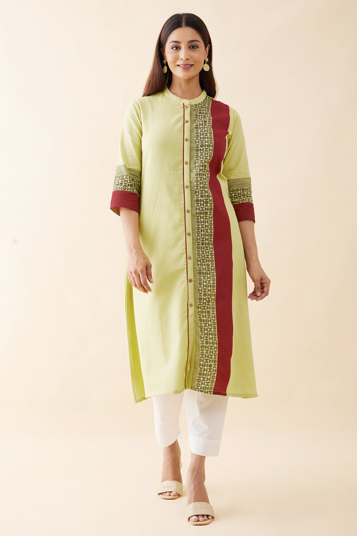 Contemporary Geometric Printed Kurta - Green