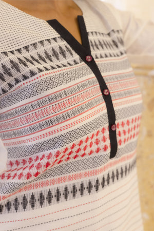 White Weave Straight Line Kurta with Comfortable Lining 