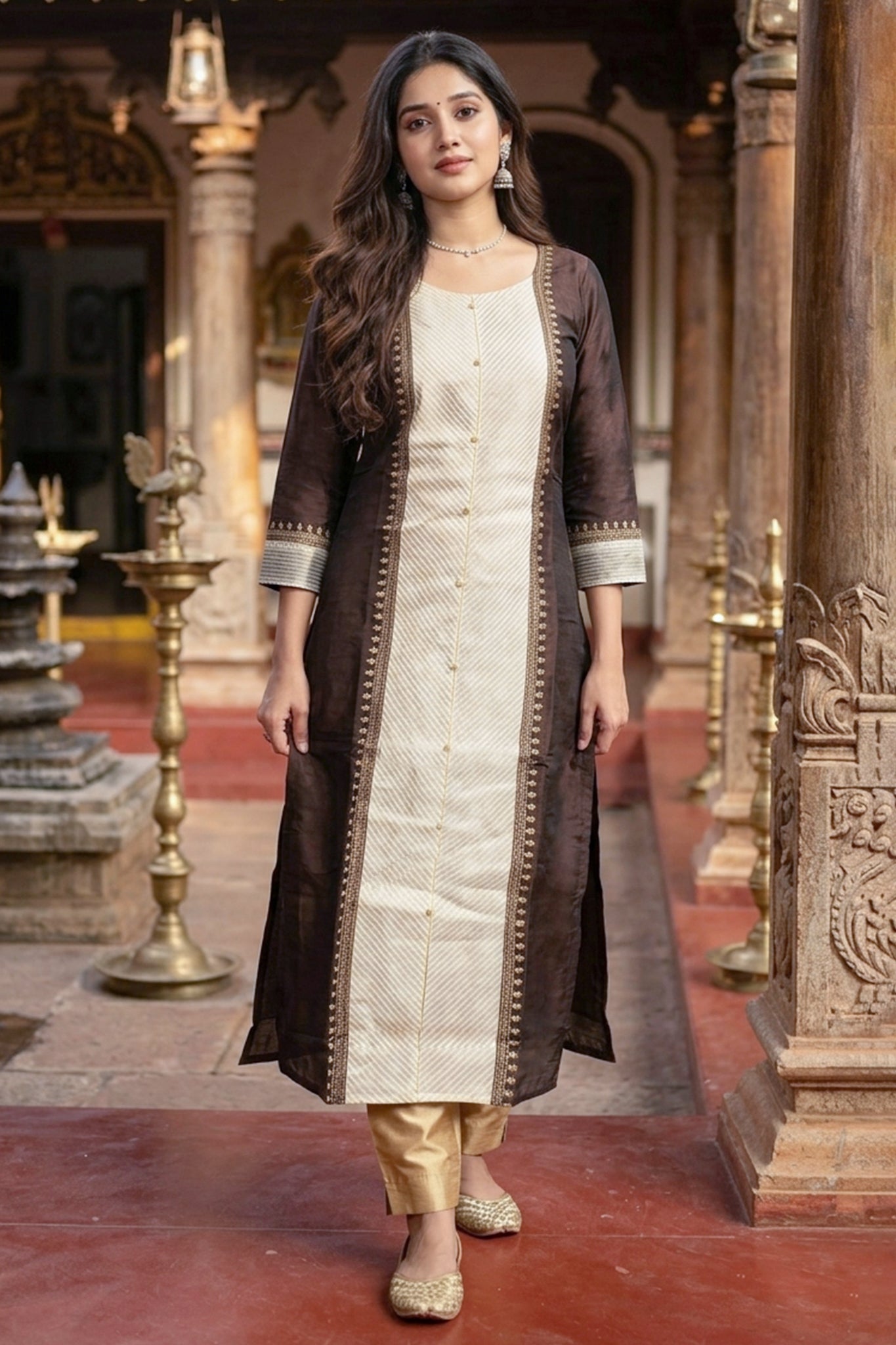 BROWN STARIGHT CUT KURTA