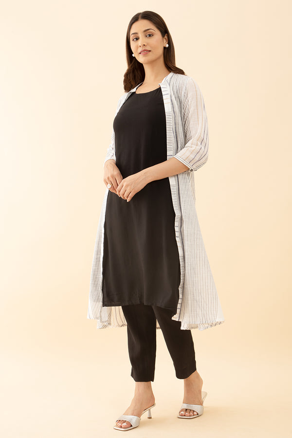 Stylish Kurta Overcoat Monochrome Stripes Edition – Maybell Womens