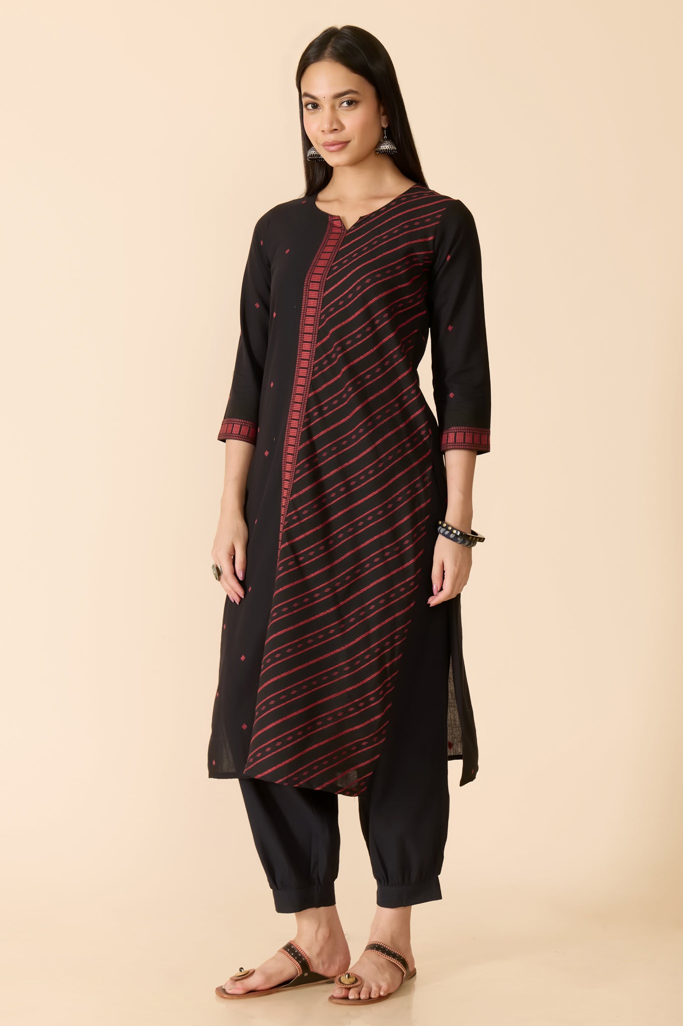 BLACK DOBBY COTTON KURTA
