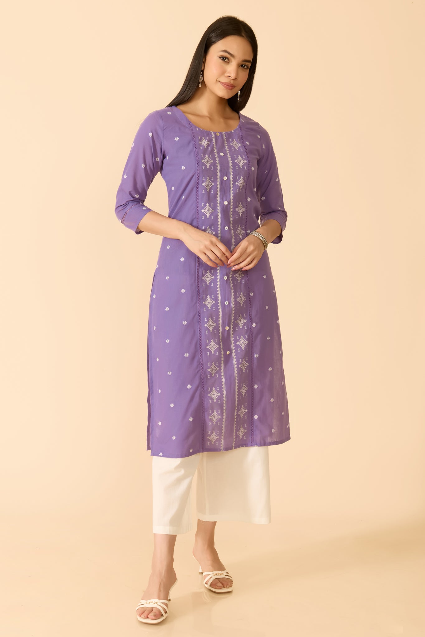 LAVENDER DOBBY COTTON KURTA