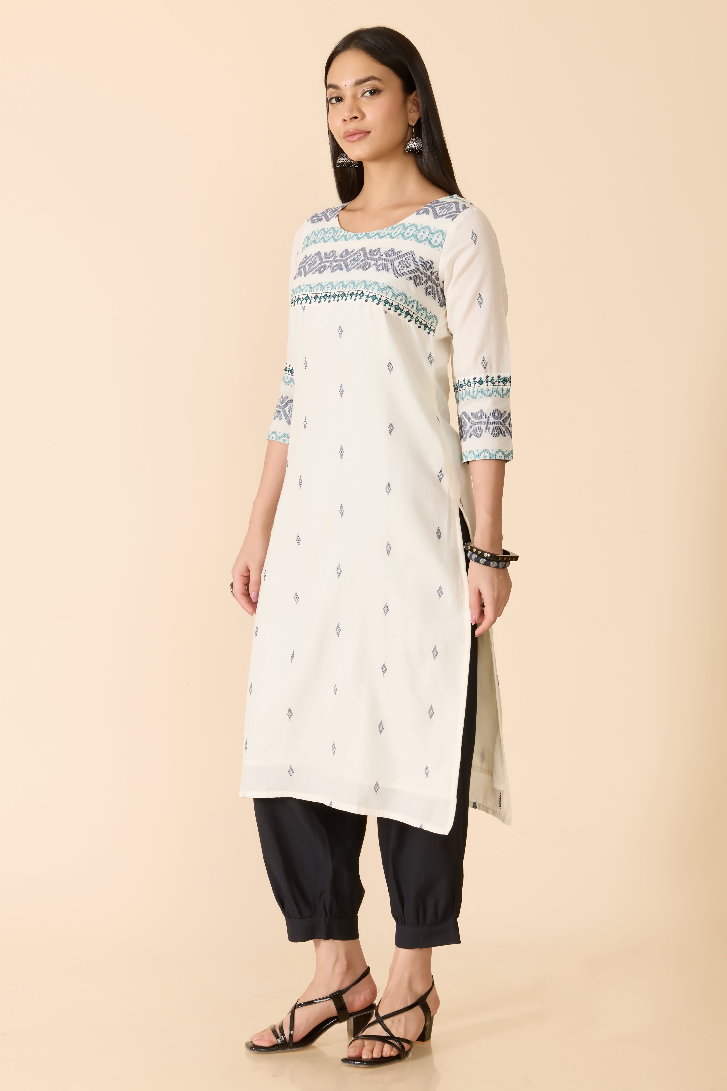 OFF WHITE JAMDANI COTTON KURTA