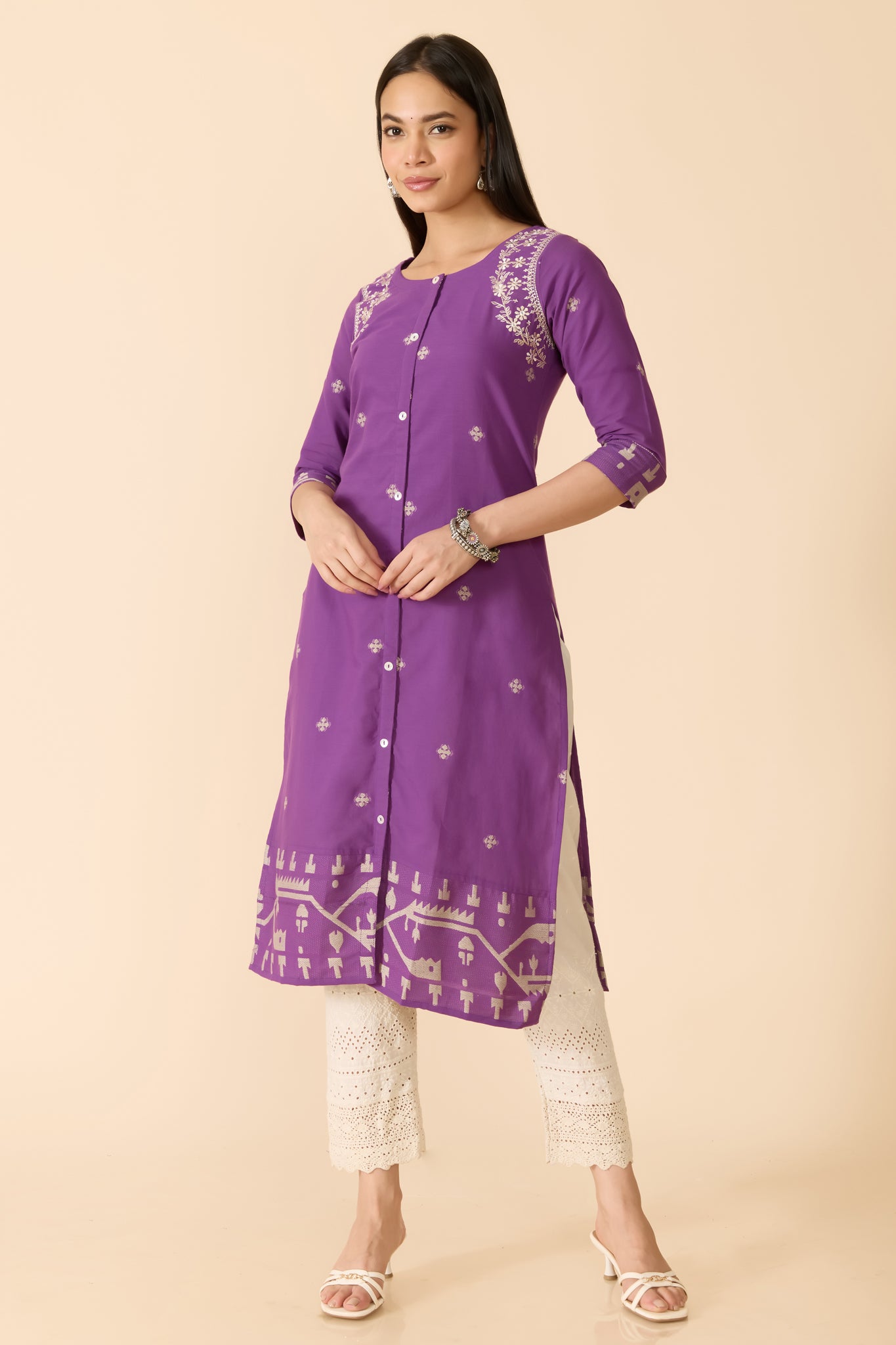 PURPLE DOBBY COTTON KURTA