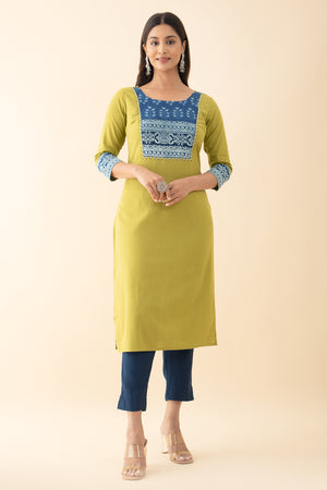 Indigo patchwork kurta Green cotton