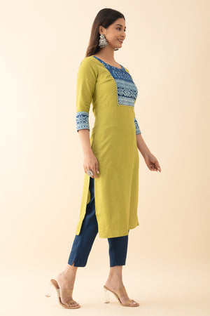 Indigo Patchwork Kurta - Green