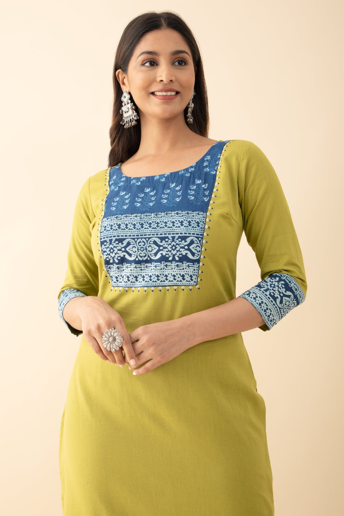 Indigo Patchwork Kurta - Green