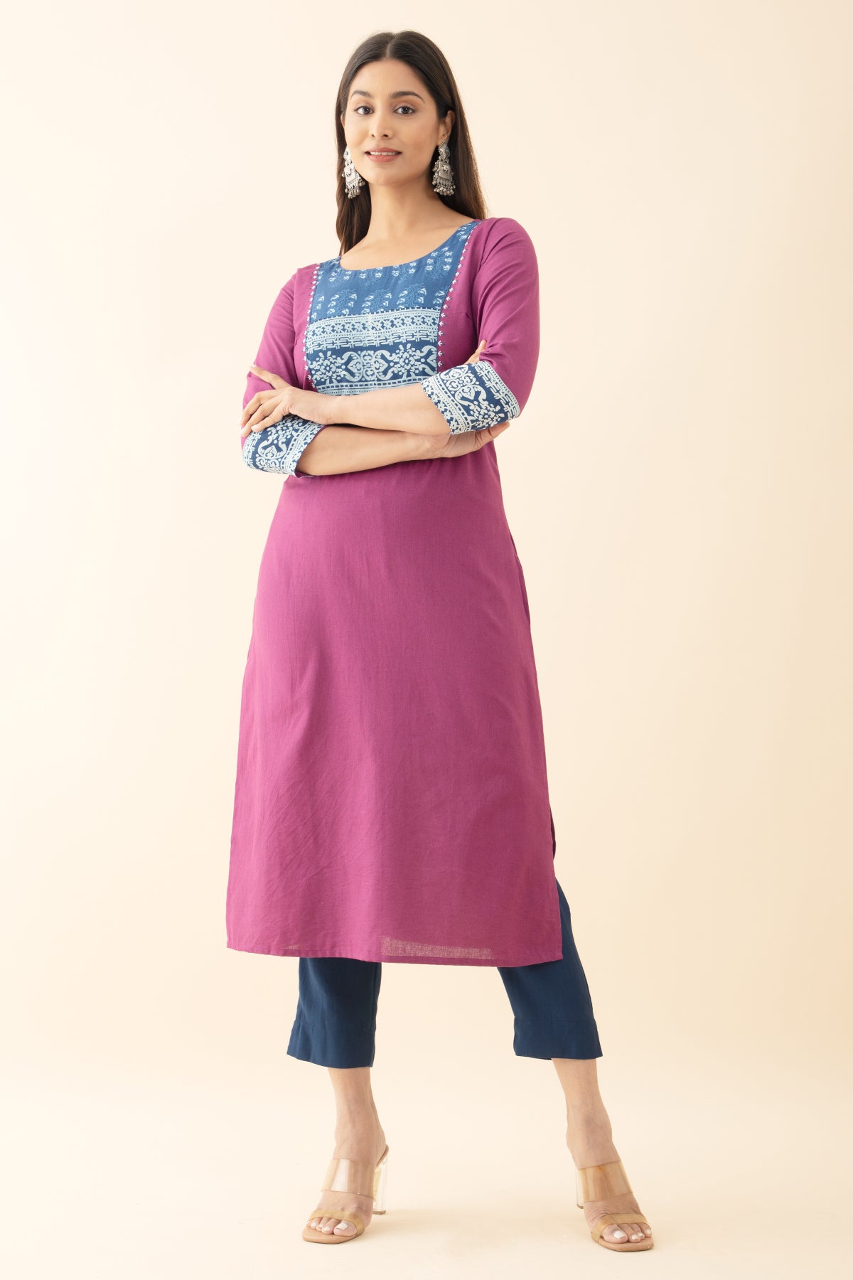 Indigo Patchwork Kurta - Violet