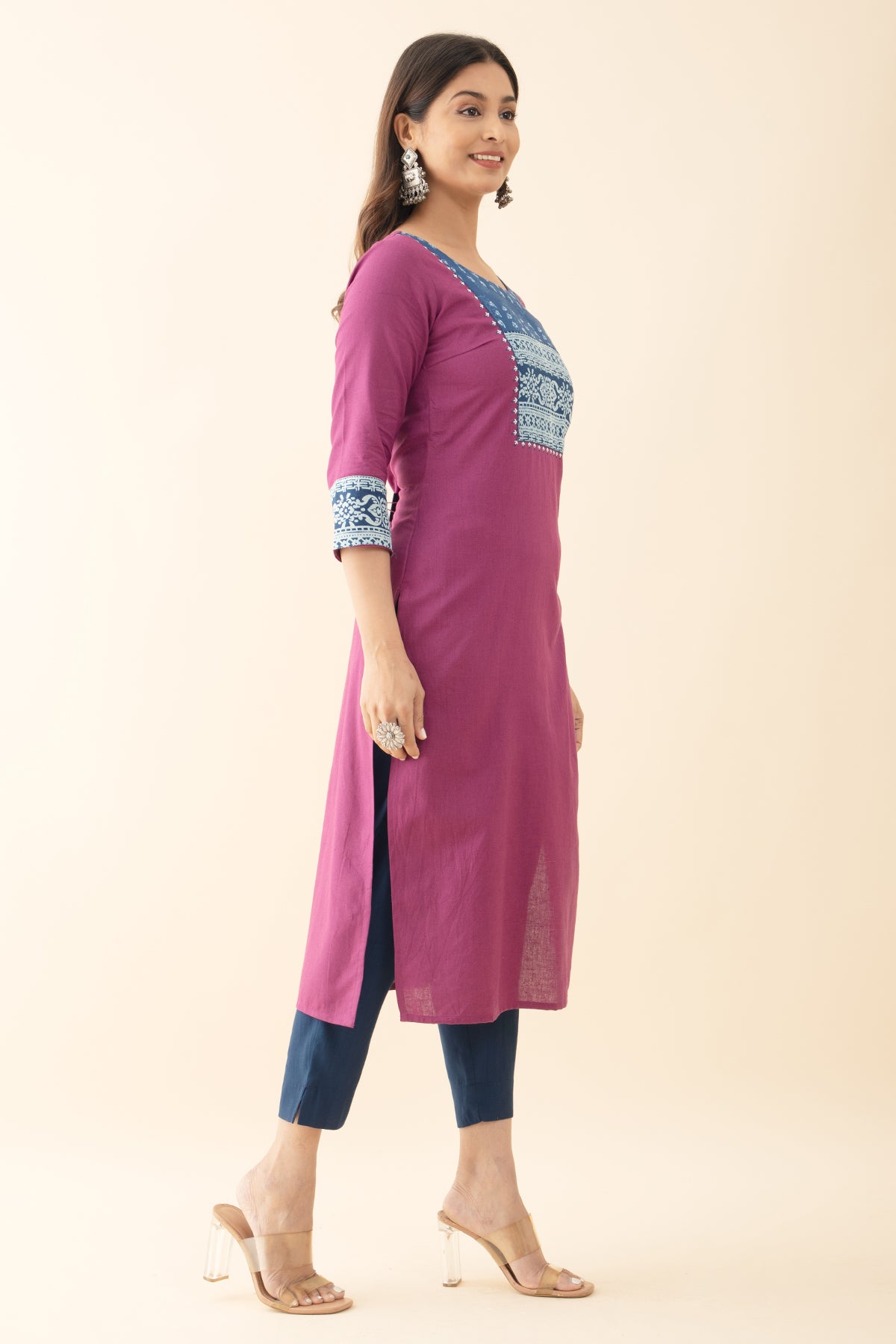 Indigo Patchwork Kurta - Violet