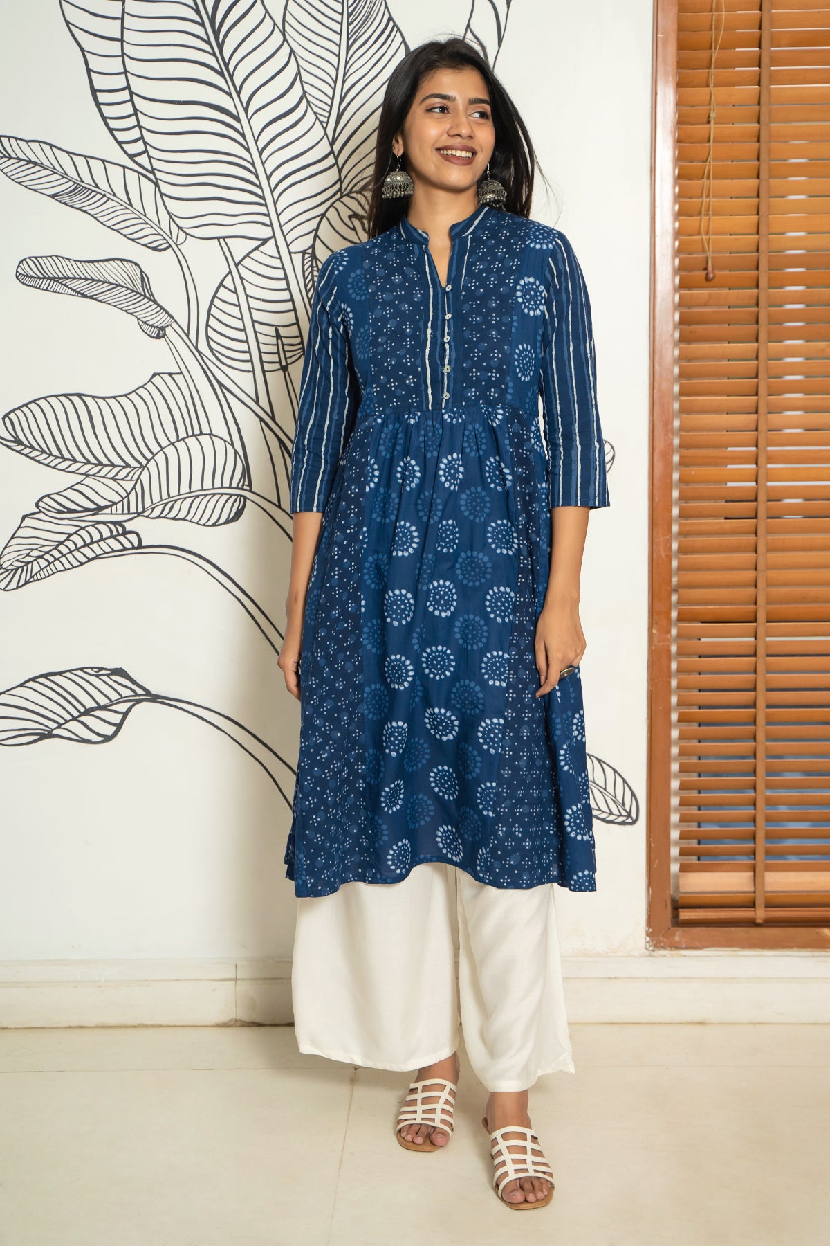 All Over Batik Printed Kurta - Blue