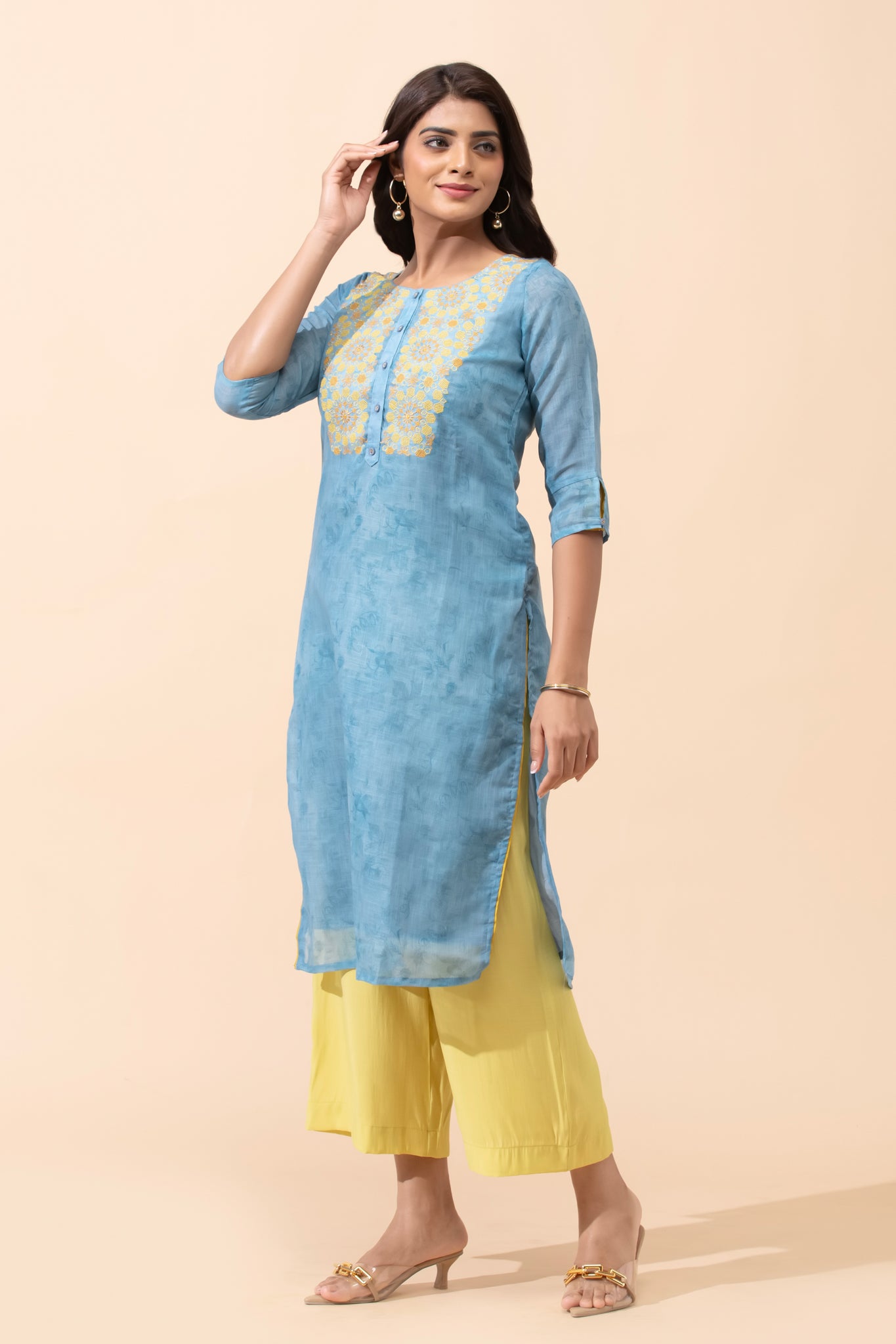 Blue Floral Kurta