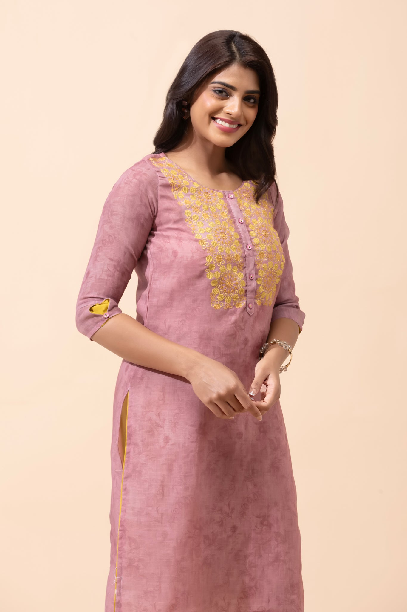 Pink Floral Kurta