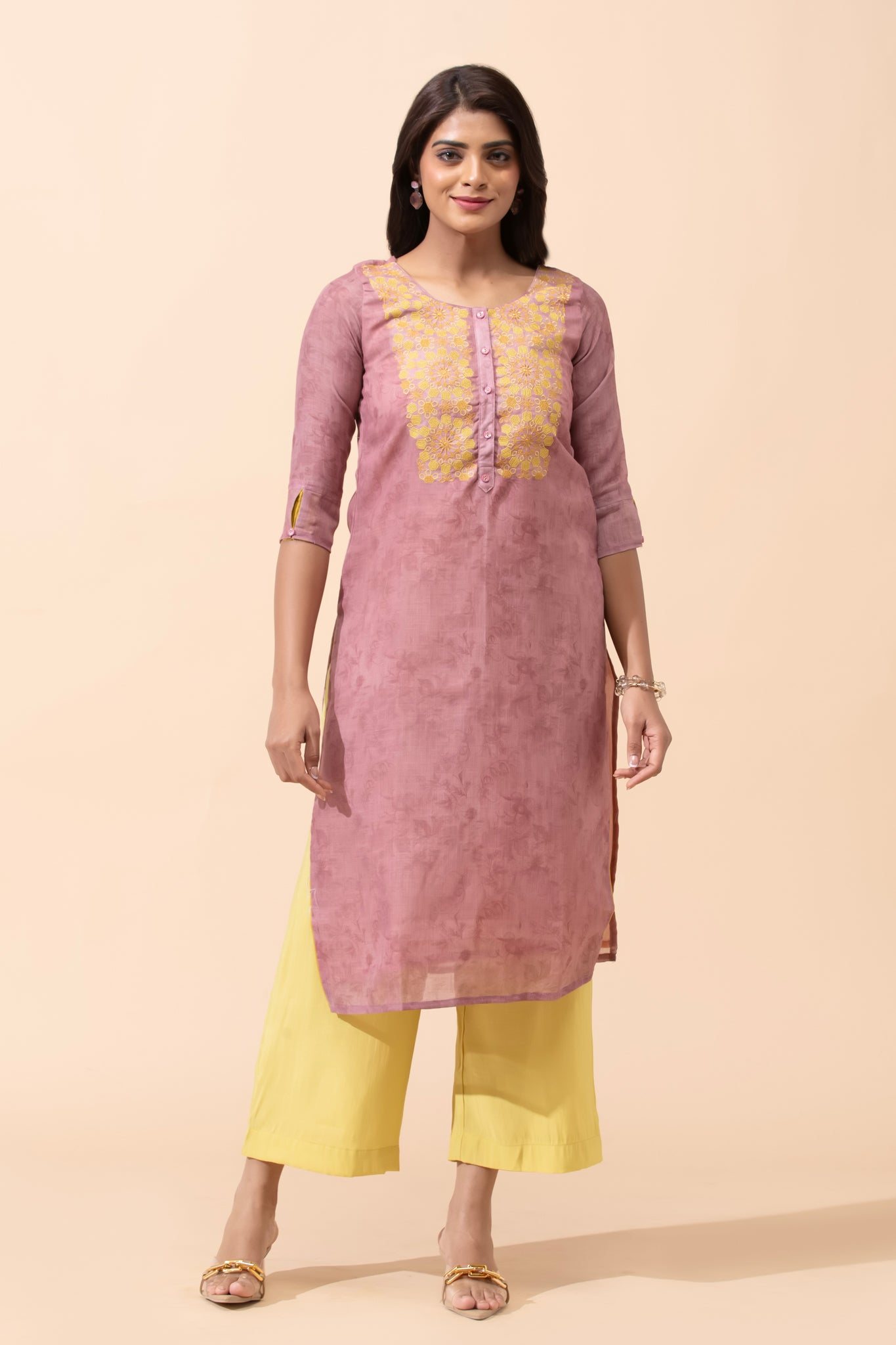 Pink Floral Kurta