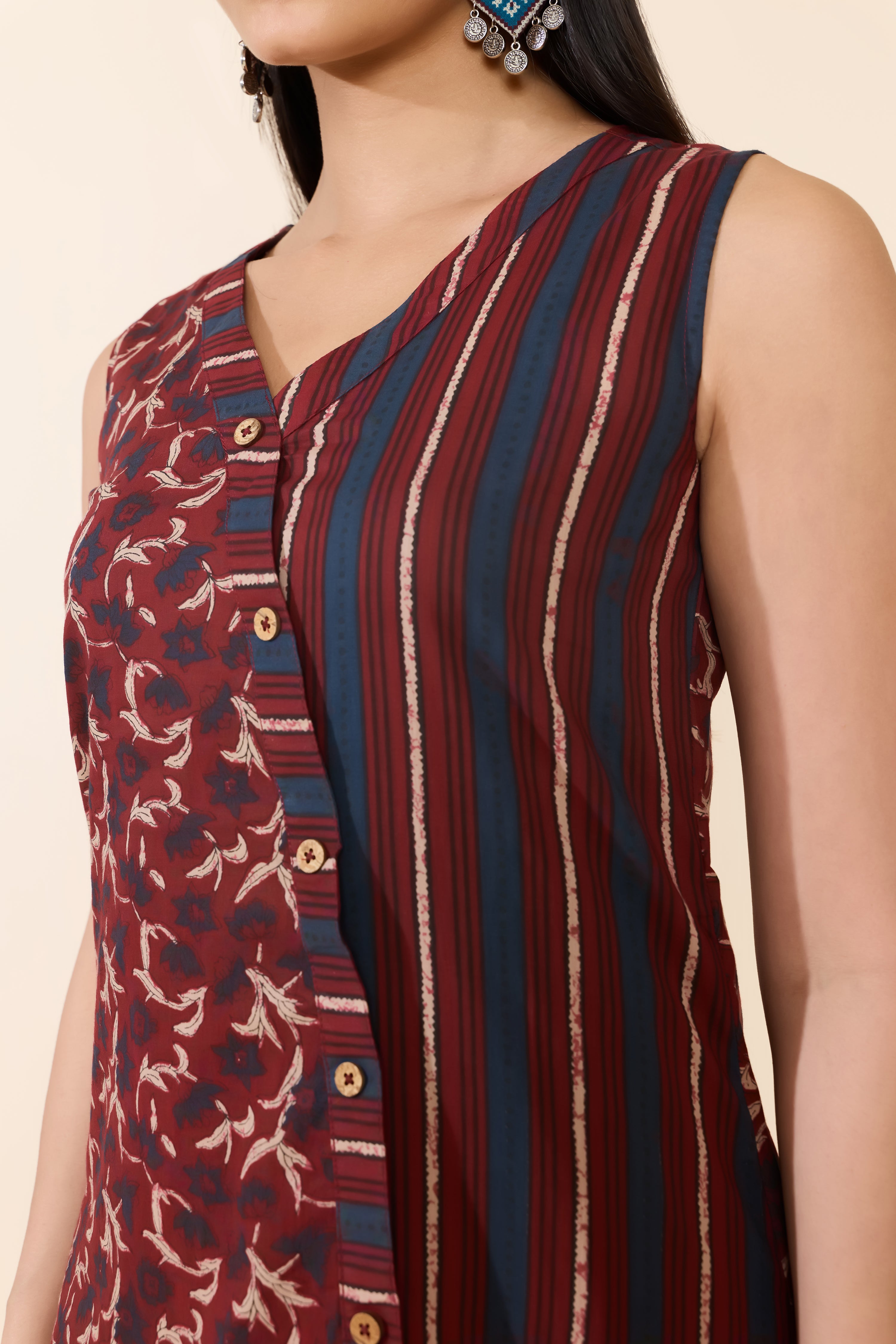 RED AJRAKH COTTON KURTA