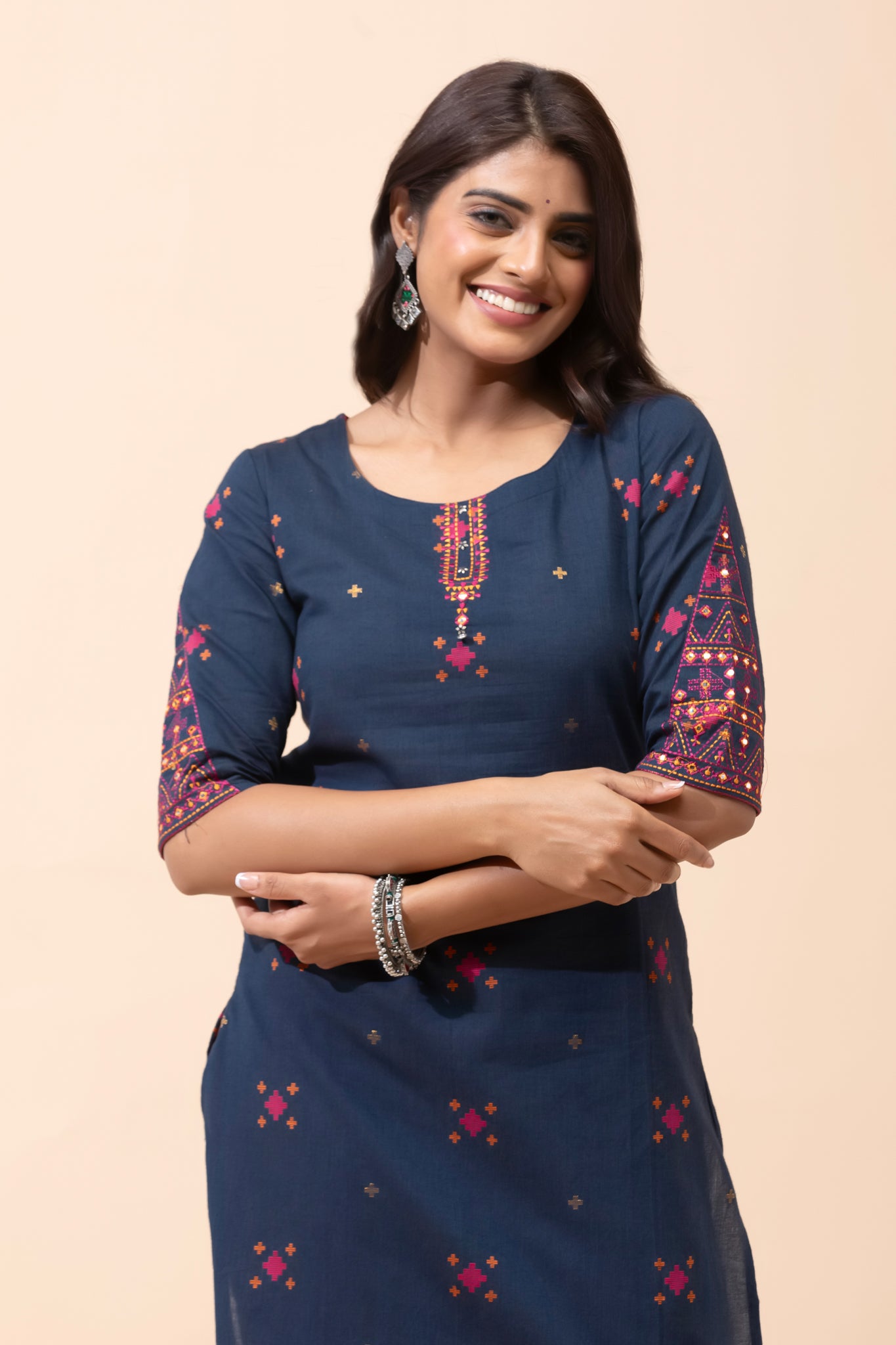 Blue Dobby Cotton Kurta