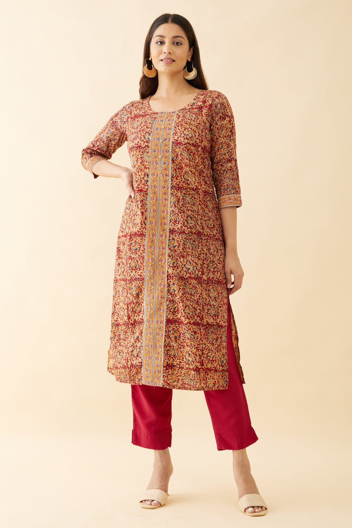 Kalamkari Printed Kurta - Red