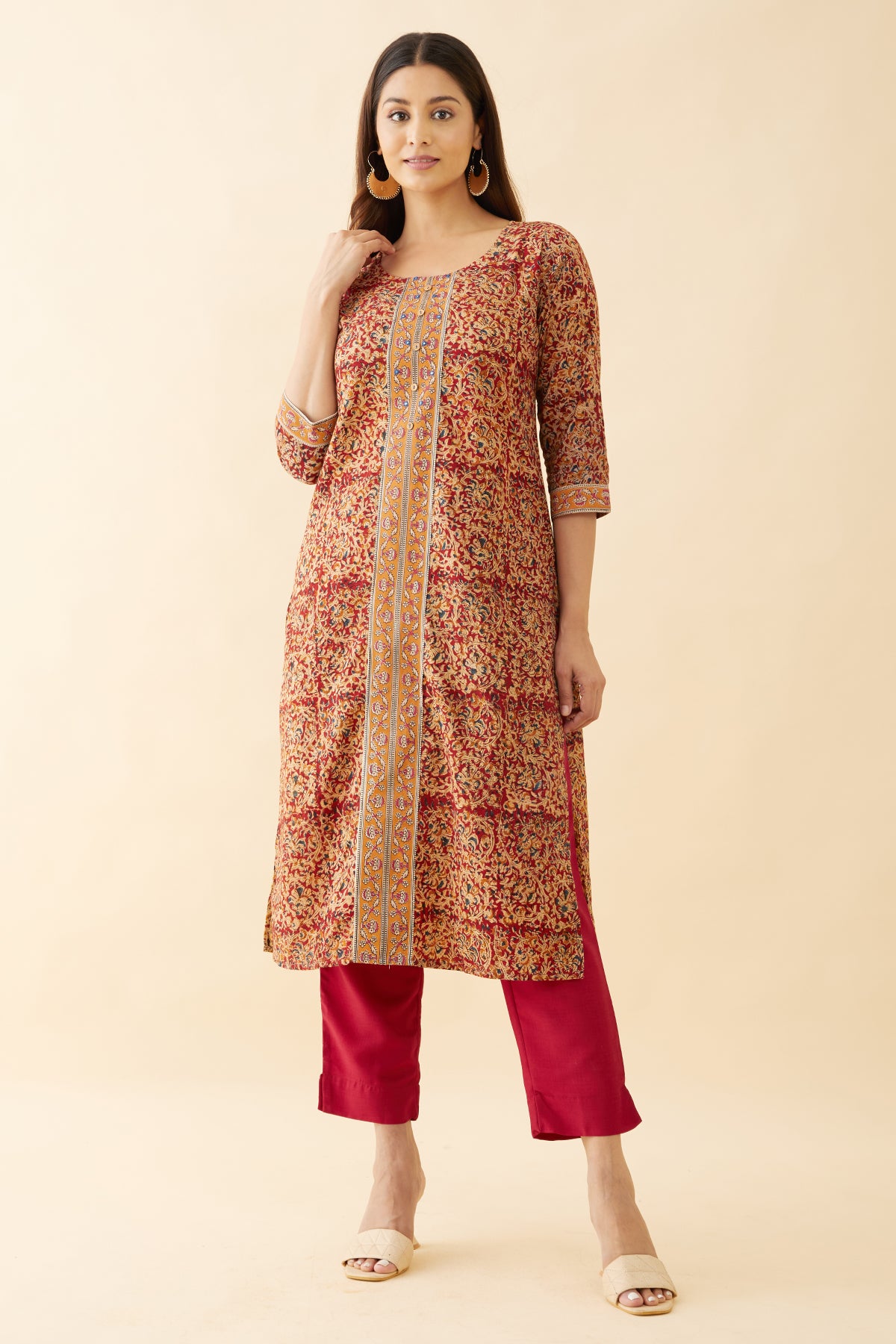 Kalamkari Printed Kurta - Red