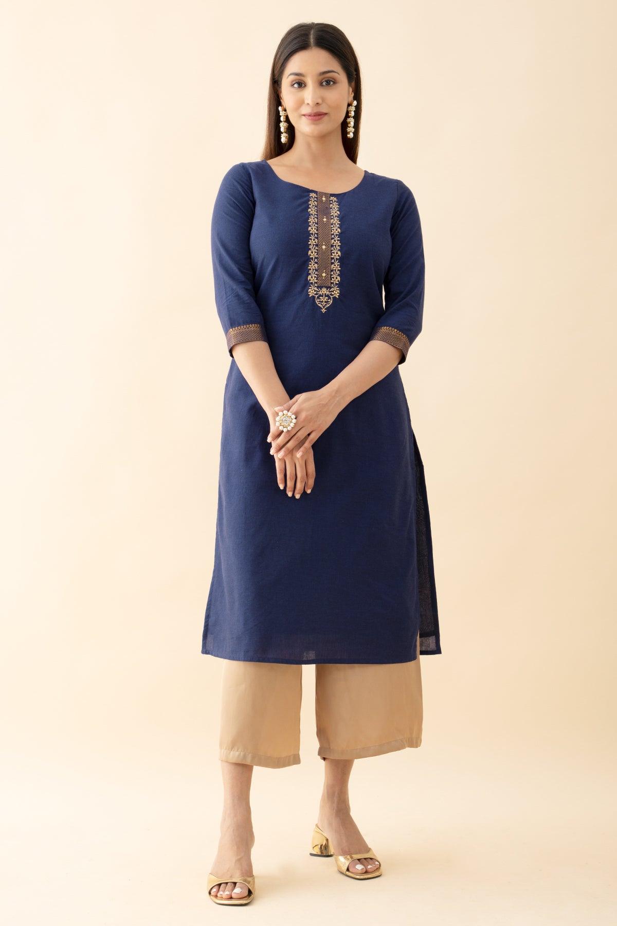 Embroidered Mangalagiri Kurta - Blue