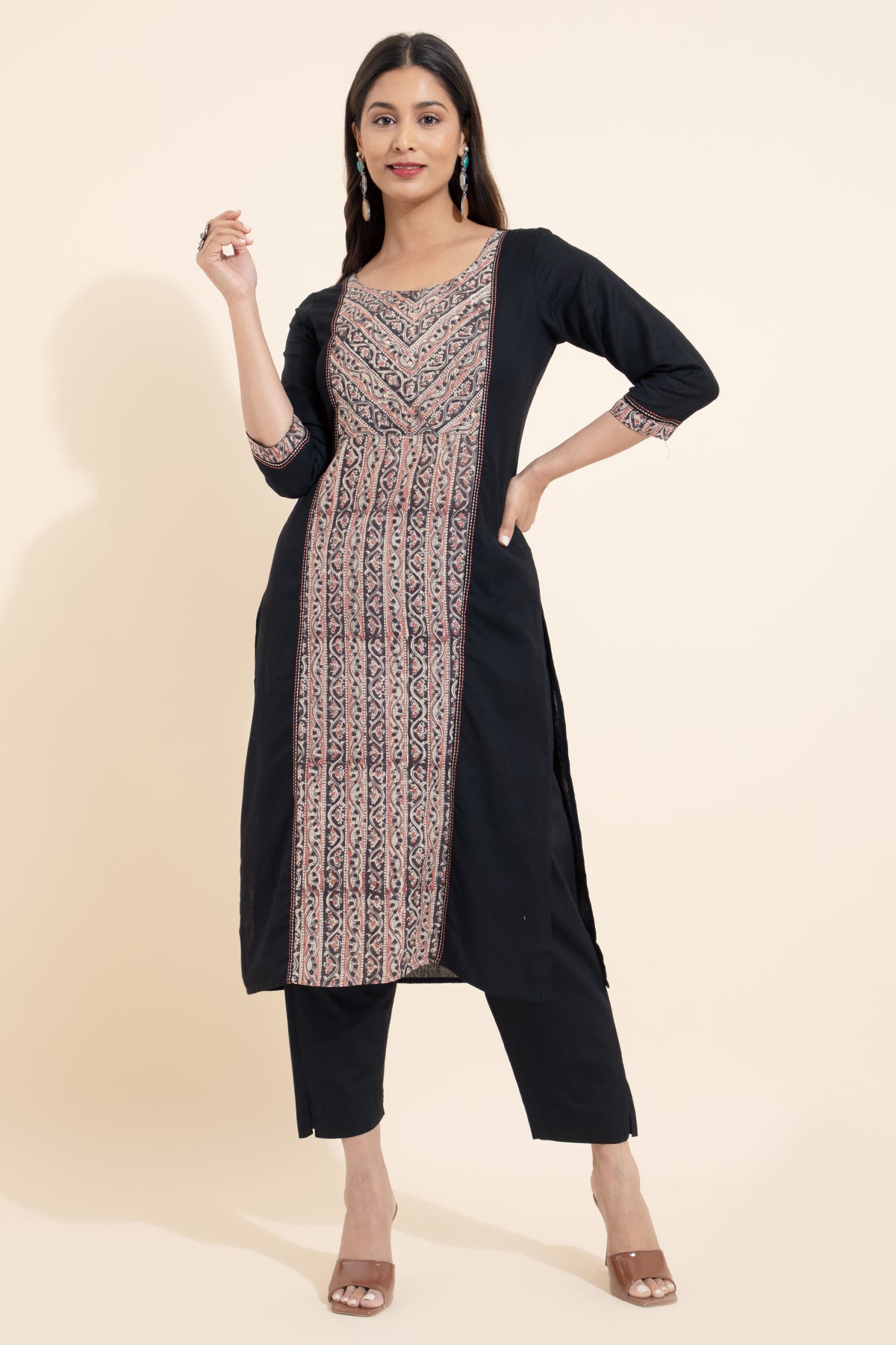 Black Kalamkari kurta Design