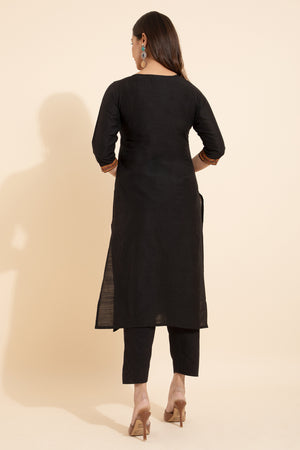 Black kurta cotton