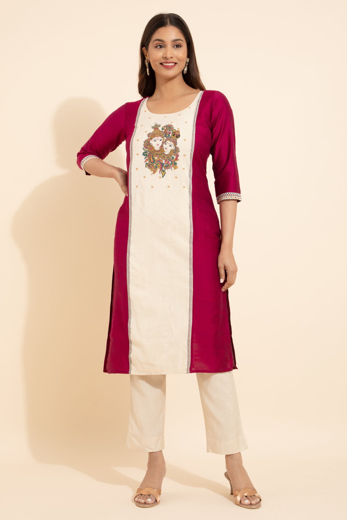 Magenta kurta cotton