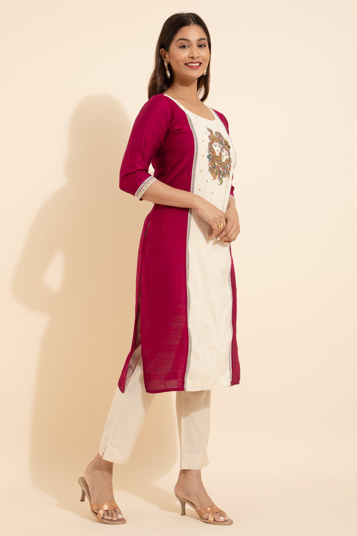 Cotton magenta kurta for women