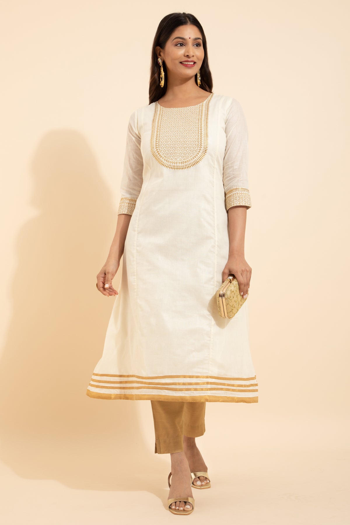 Kasavu Kurti set