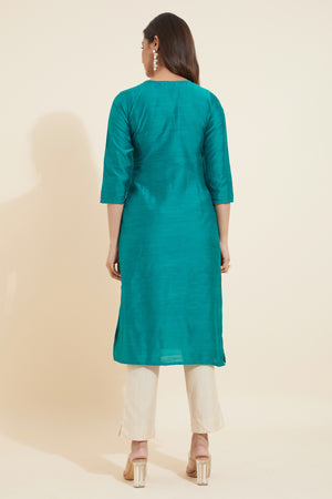 Mohiniyattam Printed Kurta - Teal