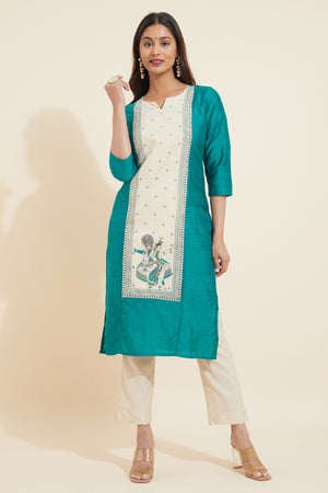 Mohiniyattam Printed Kurta - Teal