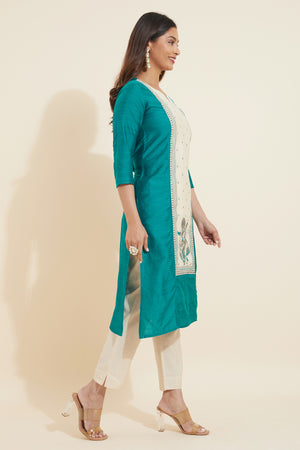 Mohiniyattam Printed Kurta - Teal