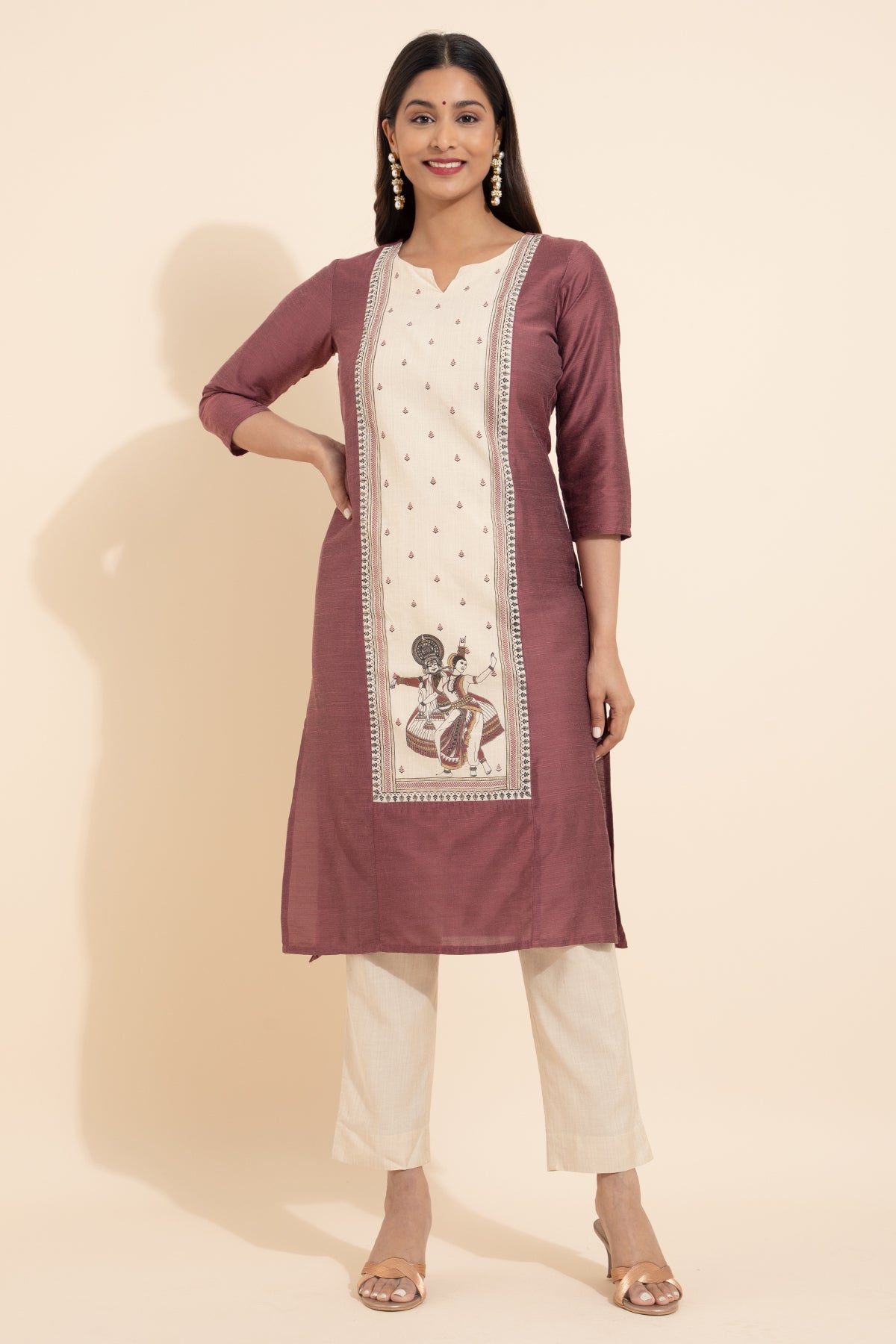 Mohiniyattam Printed Kurta - Mauve