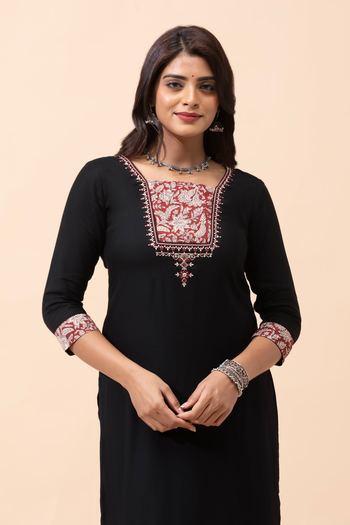 Black Kalamkari Kurta