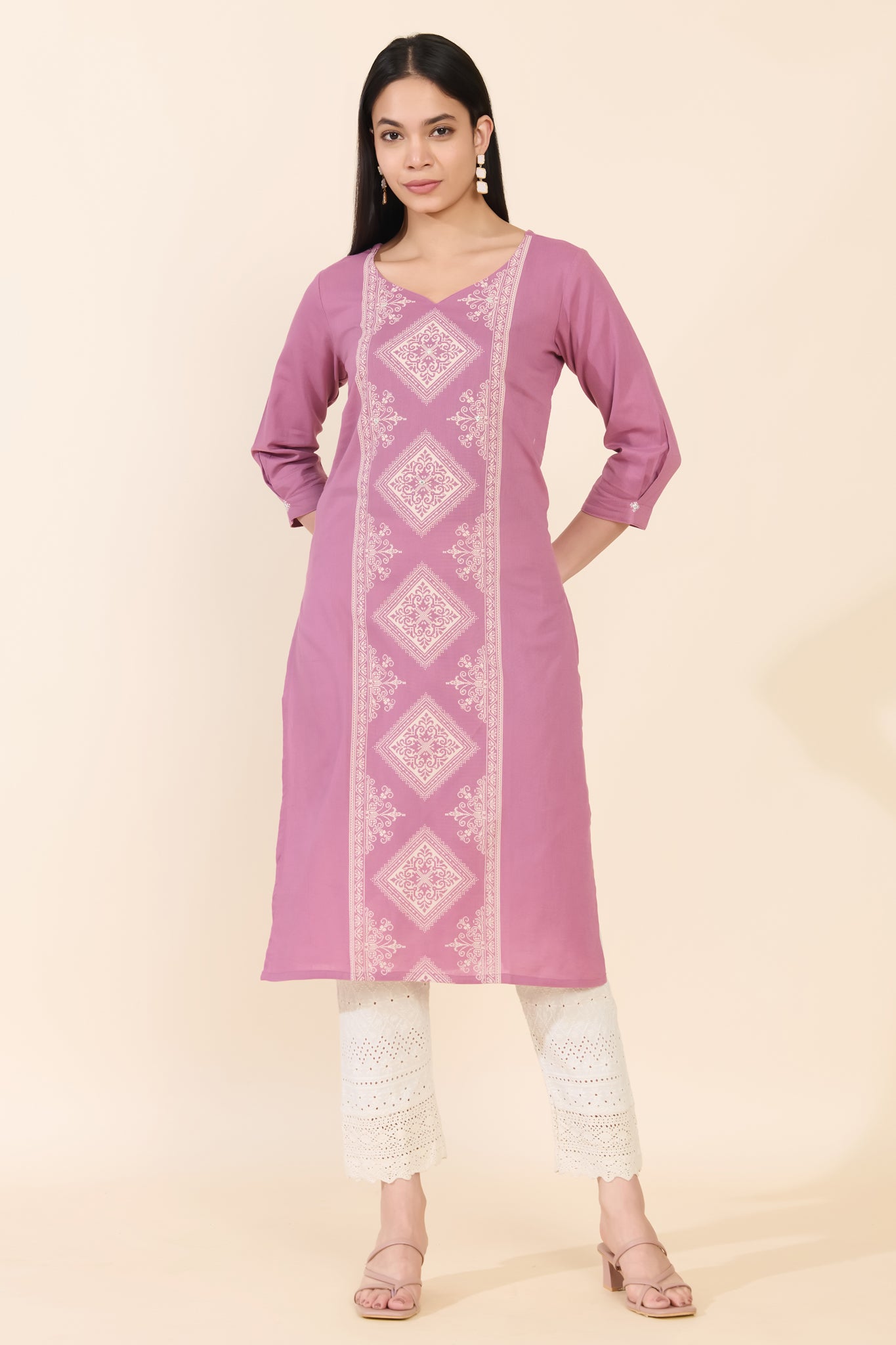 PINK DOBBY COTTON KURTA