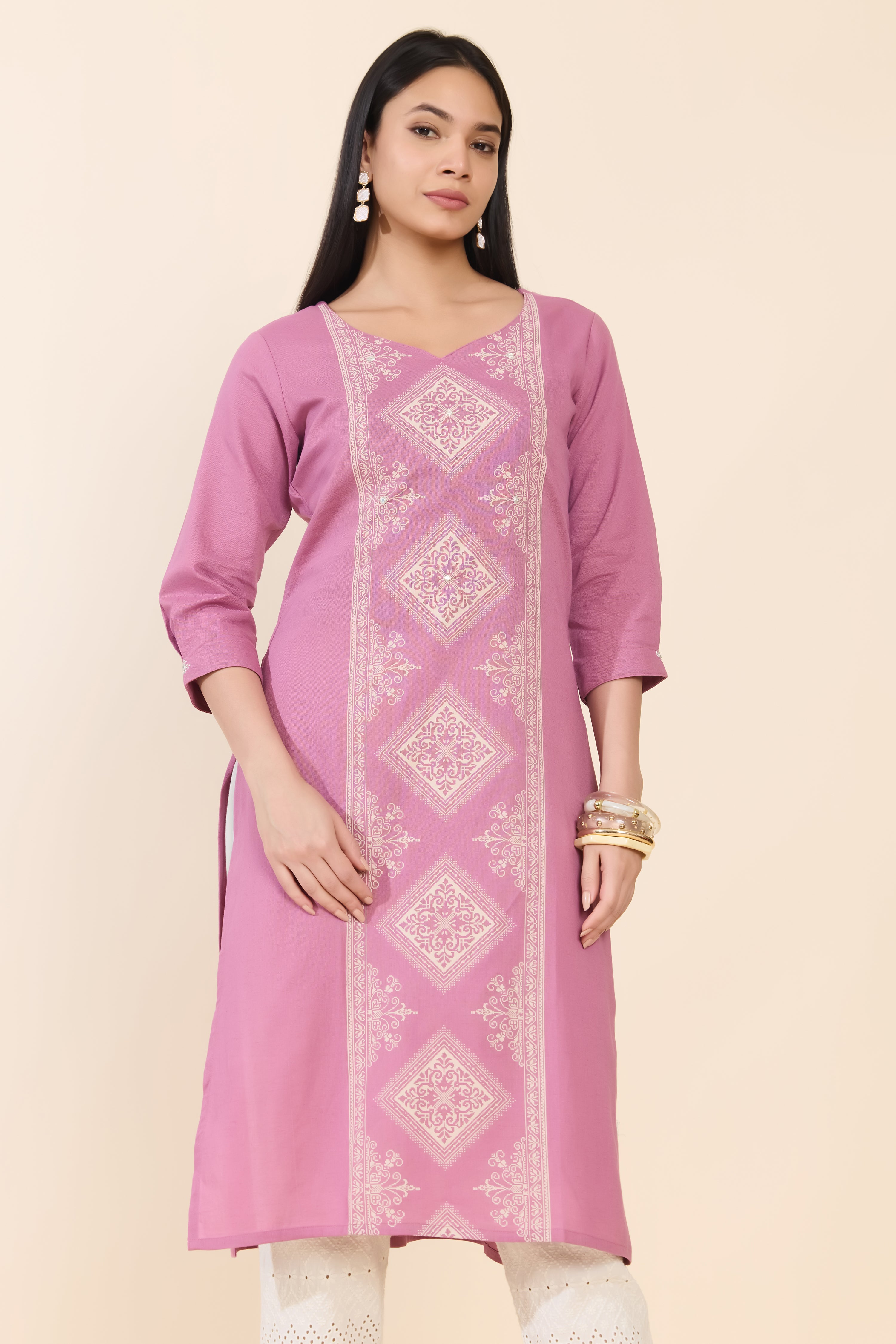 PINK DOBBY COTTON KURTA