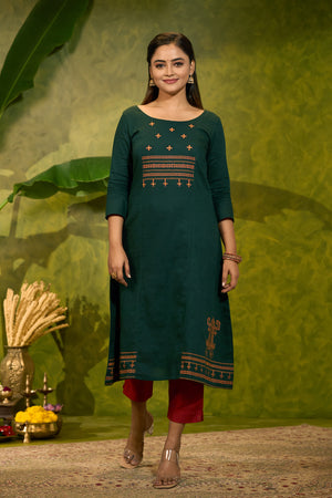 Contemporary Kolam Printed Kurta - Green