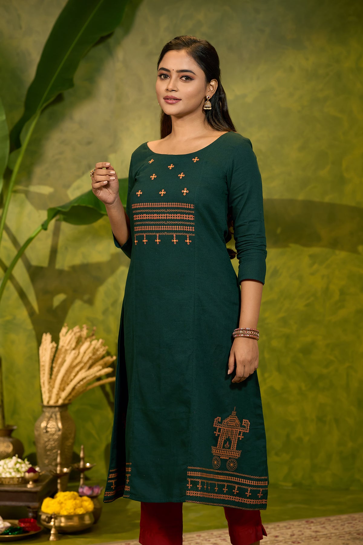 Contemporary Kolam Printed Kurta - Green