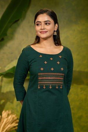 Contemporary Kolam Printed Kurta - Green