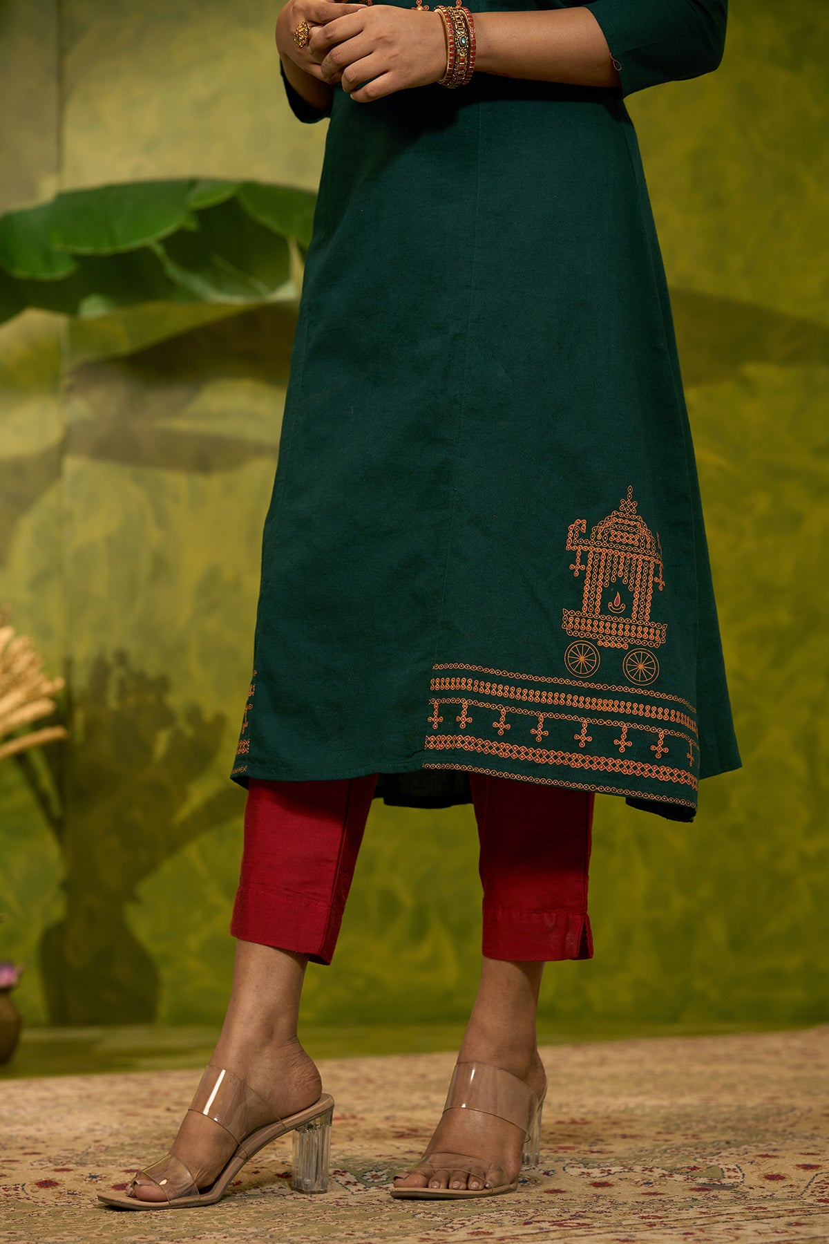 Contemporary Kolam Printed Kurta - Green