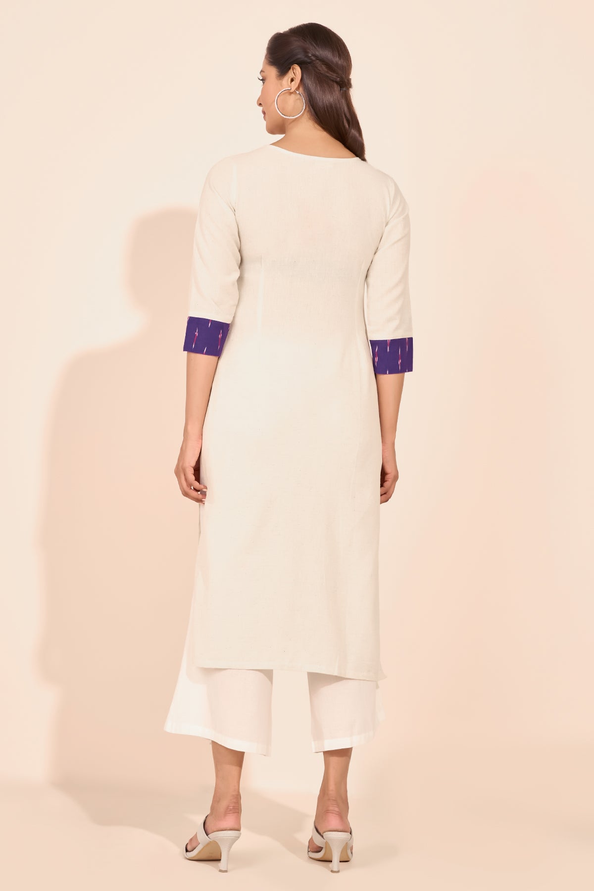 Buy Purple & Off-White Ikkat Patchwork Kurta Online | Maybell