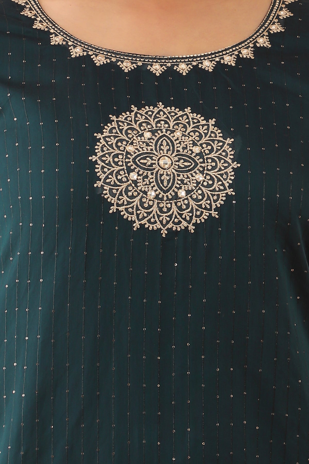 All Over Sequins Mandala Embroidered Kurta Blue