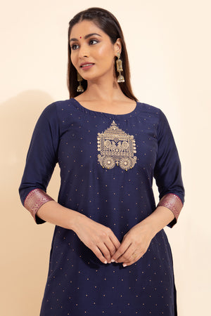 Golden Chariot Embroidered Kurta - Blue