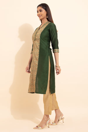 Patola Printed Patchwork Kurta - Green