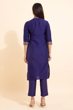 Patola Printed Patchwork Kurta - Purple