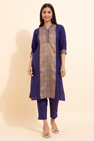 Patola Printed Patchwork Kurta - Purple