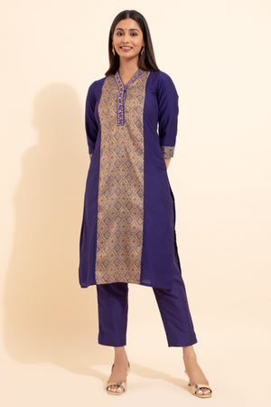 Patola Printed Patchwork Kurta - Purple