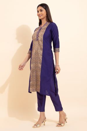 Patola Printed Patchwork Kurta - Purple