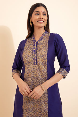 Patola Printed Patchwork Kurta - Purple