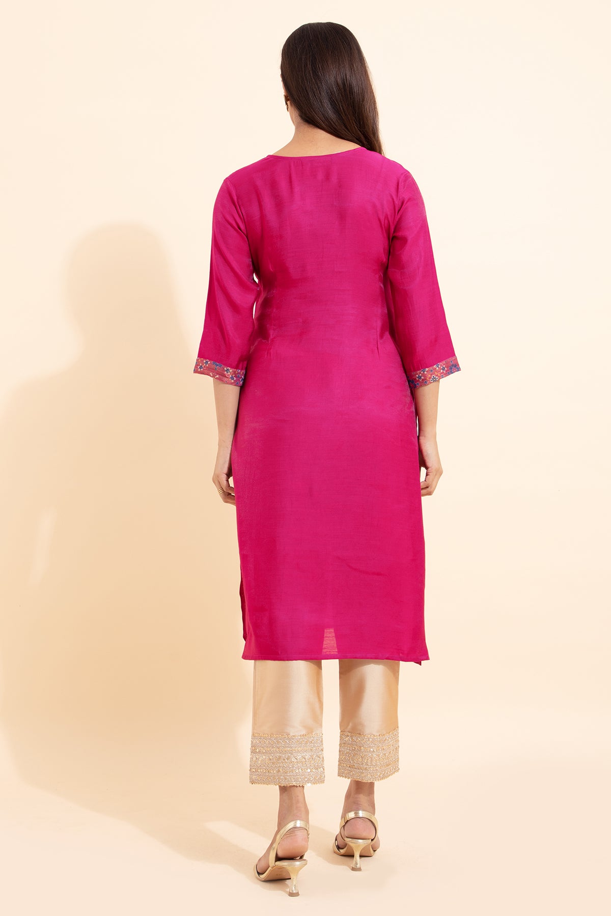 Patola Printed Patchwork Kurta - Pink