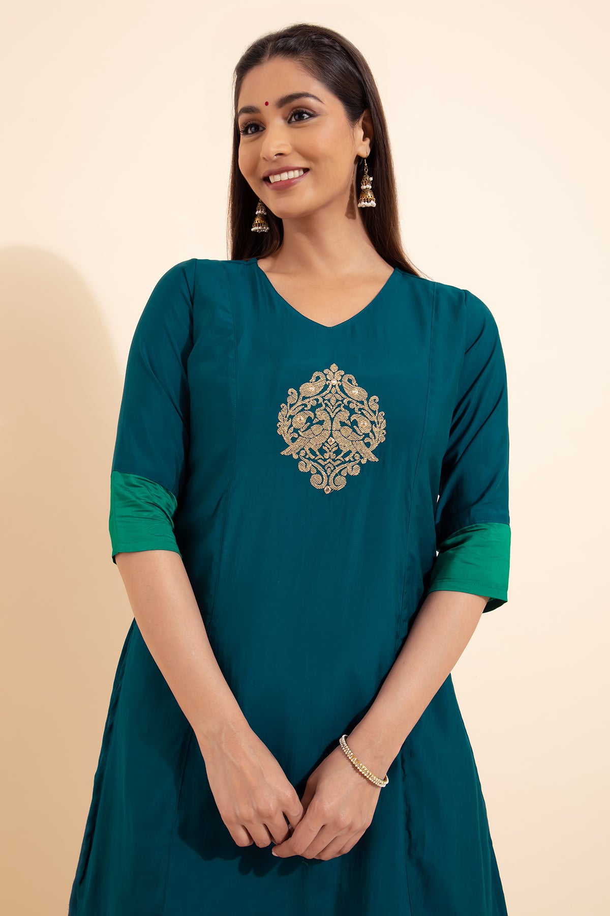 Blue Paisley Embroidered Kurta for Women - Stylish and Elegant