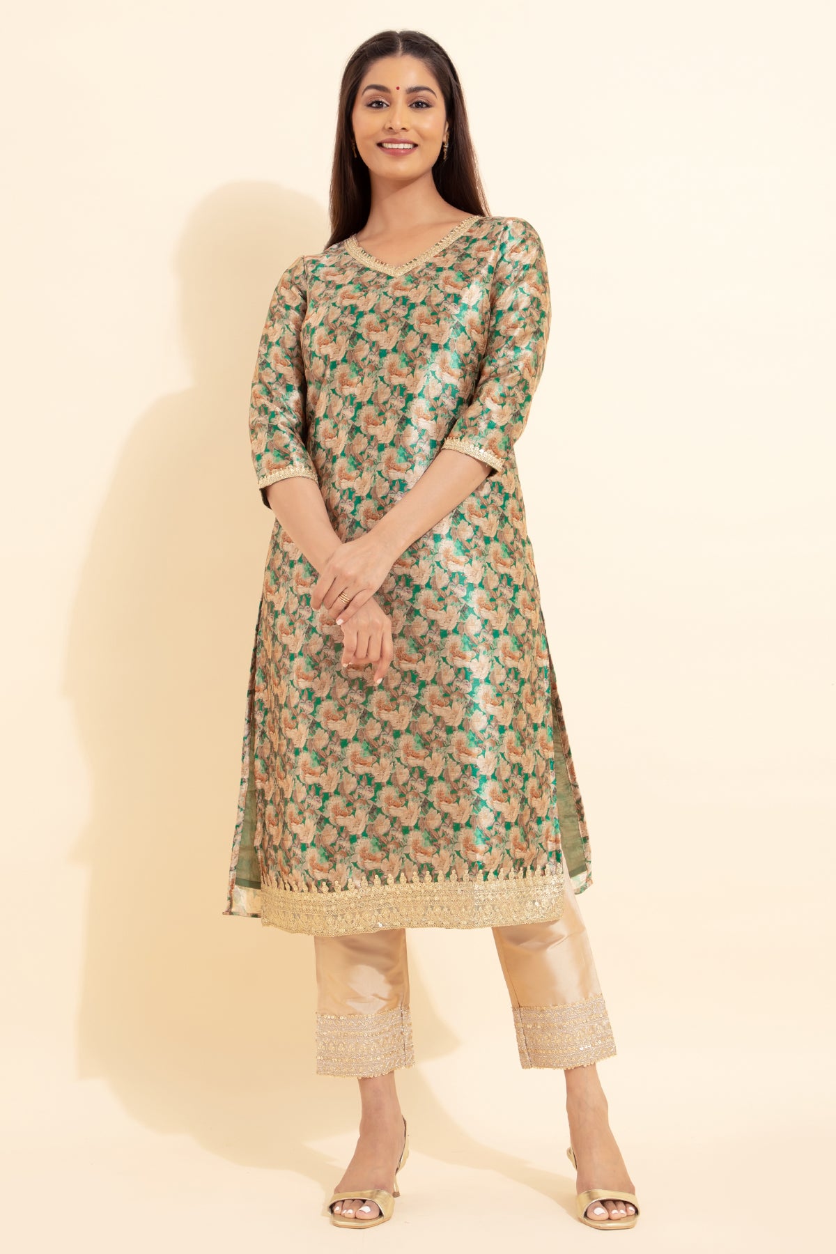 Floral Digital Printed Kurta - Green